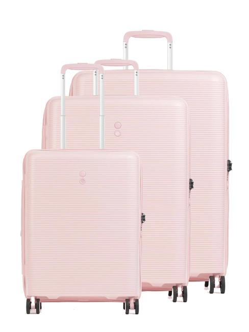 ECHOLAC FORZA Set mit 3 erweiterbaren Trolleys: Kabine+Mittel+Groß Rosa - Trolleyset