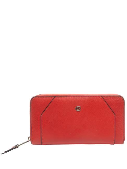 PIQUADRO MUSE Große Lederbrieftasche mit umlaufendem Reißverschluss ROT - Brieftaschen Damen