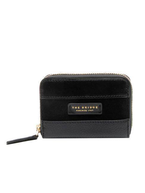 THE BRIDGE OGNISSANTI Kleine Lederbrieftasche mit umlaufendem Reißverschluss Schwarzes Gold - Brieftaschen Damen