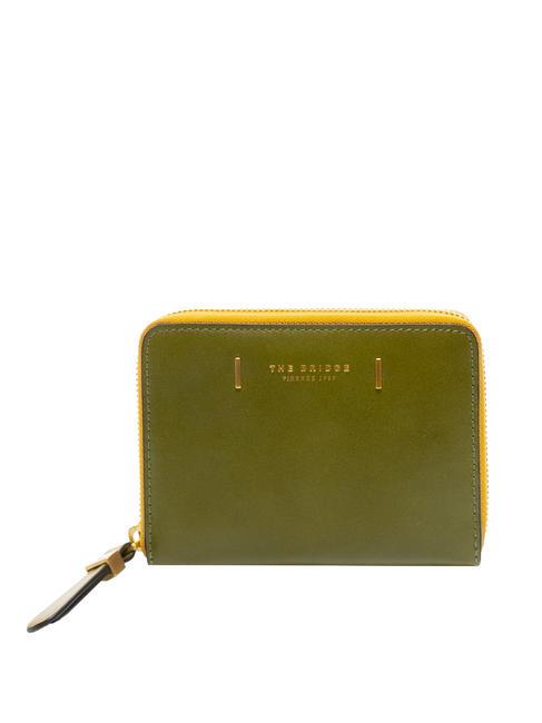 THE BRIDGE CHIARA Kleine Lederbrieftasche mit umlaufendem Reißverschluss feigengrün abb. Gold - Brieftaschen Damen