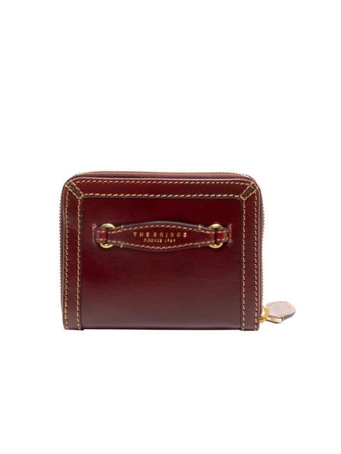 THE BRIDGE BETTINA Kleine Lederbrieftasche mit umlaufendem Reißverschluss Chianti / Bordeaux / Gold - Brieftaschen Damen