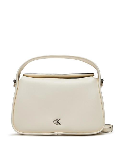 CALVIN KLEIN METAL MONO  Mini-Handtasche mit Schultergurt Elfenbein - Damentaschen