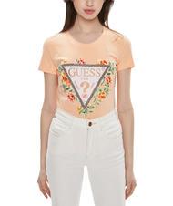 GUESS TRIANGLE FLOWERS T-Shirt aus Stretch-Baumwolle - T-Shirts und Tops f&uuml;r Damen