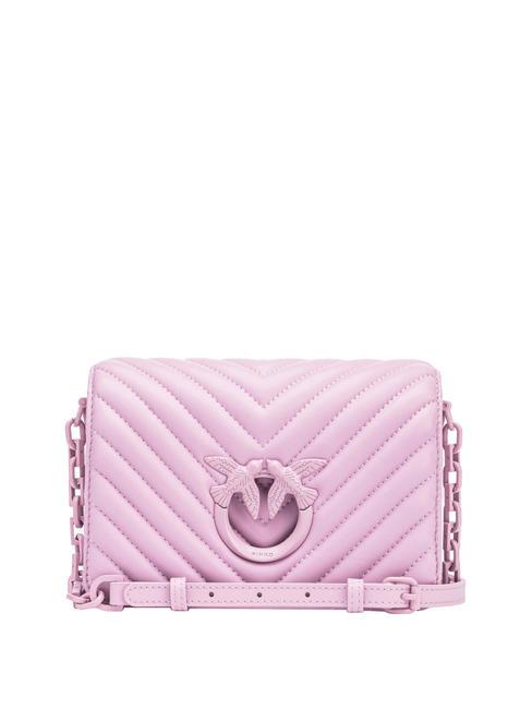 PINKO LOVE CLICK CHEVRON Mini-Schultertasche aus Leder Flieder-Blockfarbe - Damentaschen