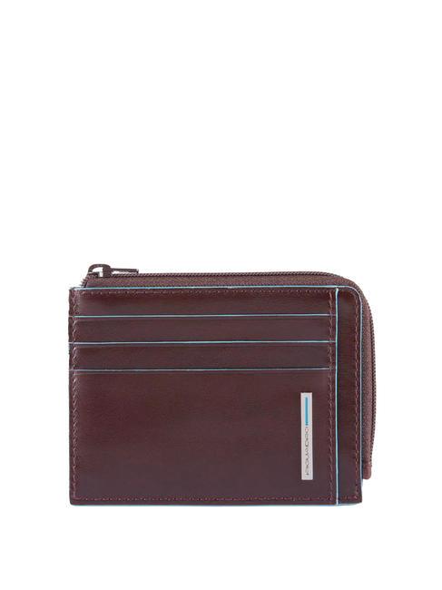 PIQUADRO BLUE SQUARE  Kartenetui aus Leder, mit Reißverschluss MAHAGONI - Brieftaschen Damen