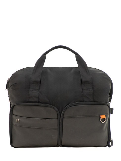 PIQUADRO PACKABLE Faltbare kleine Tasche aus Leder und Stoff Schwarz - Reisetaschen