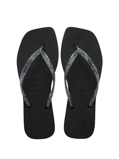 HAVAIANAS SQUARE LOGO Flip-Flops schwarz/silber - Damenschuhe