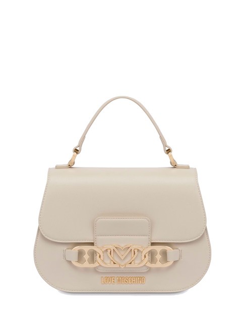LOVE MOSCHINO HEART CHAIN Handtasche mit Schultergurt Elfenbein - Damentaschen