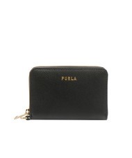 FURLA GARDENIA Kleine Lederbrieftasche mit umlaufendem Rei&szlig;verschluss Schwarz - Brieftaschen Damen - 1