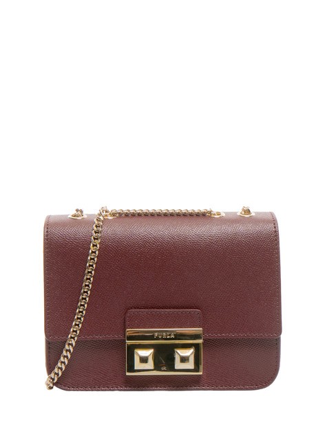 FURLA BELLA  Mini-Umhängetasche aus Leder Rote Johannisbeere - Damentaschen