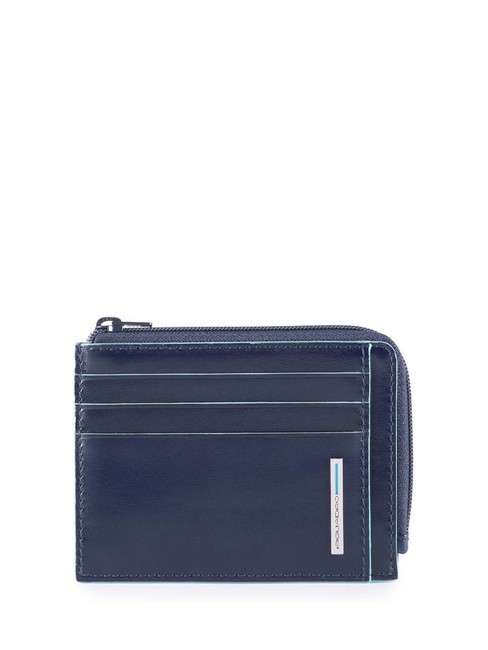 PIQUADRO BLUE SQUARE  Kartenetui aus Leder, mit Reißverschluss Blau - Brieftaschen Damen