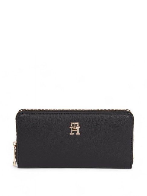 TOMMY HILFIGER TH SOFT LOGOTAPE Portemonnaie mit umlaufendem Reißverschluss Schwarz - Brieftaschen Damen