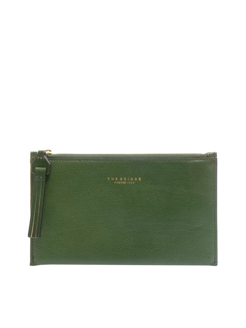 THE BRIDGE MARGHERITA Flache Clutch aus Leder englische grüne abb. Gold - Damentaschen
