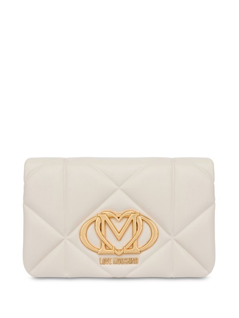 LOVE MOSCHINO GEOMETRIC Clutch mit Kettenschulterriemen Elfenbein - Damentaschen
