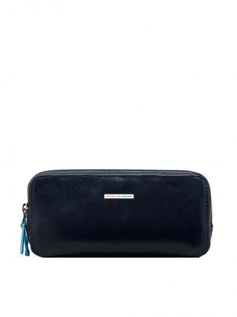 PIQUADRO BLUE SQUARE Mini-Ledertasche mit 3 Reißverschlüssen Blau - Tablettmappe &amp; Organizer