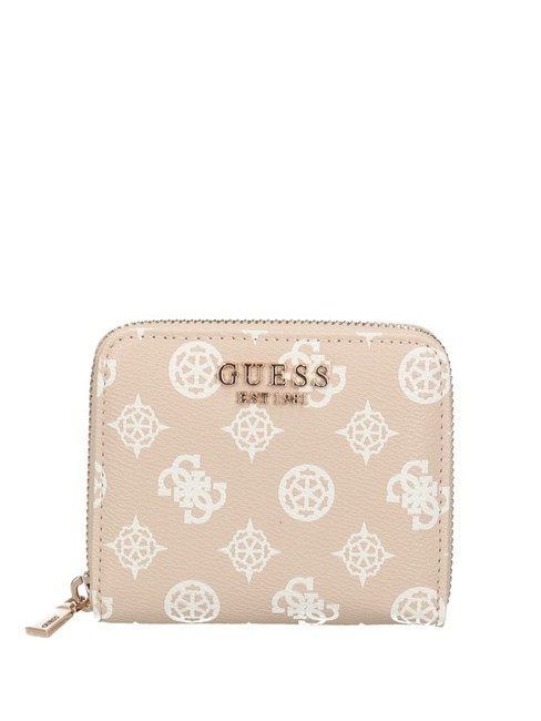 GUESS LAUREL Peony Mini-Geldbörse mit umlaufendem Reißverschluss Sand-Logo - Brieftaschen Damen