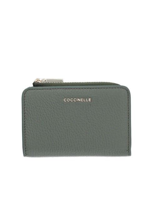 COCCINELLE METALLIC SOFT Kleine Geldbörse aus Leder Algen - Brieftaschen Damen