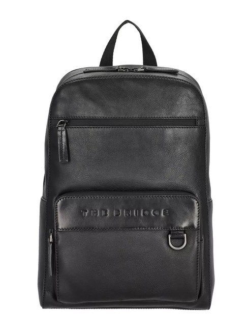 THE BRIDGE DAMIANO Lederrucksack für 14-Zoll-Laptop schwarz / mattes dunkles Ruthenium - PC-Rucksäcke