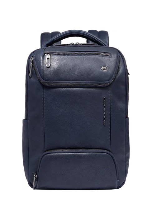 PIQUADRO CRONUS  13-Zoll-PC-Rucksack aus Leder Blau - PC-Rucksäcke