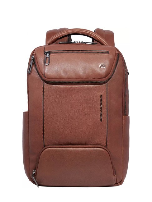 PIQUADRO CRONUS  13-Zoll-PC-Rucksack aus Leder BRAUN - PC-Rucksäcke