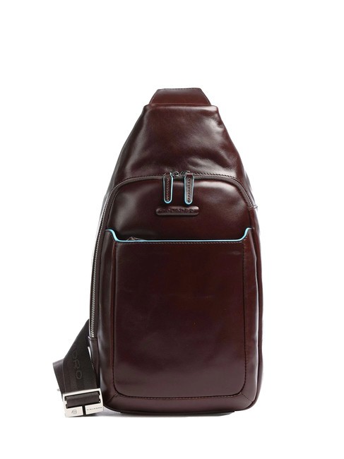 PIQUADRO BLUE SQUARE One-Shoulder-Rucksack aus Leder MAHAGONI - Umhängetaschen Herren