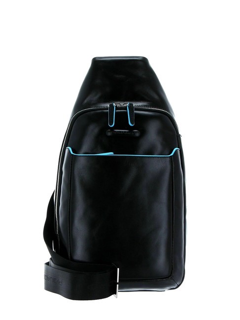 PIQUADRO BLUE SQUARE One-Shoulder-Rucksack aus Leder Schwarz - Umhängetaschen Herren
