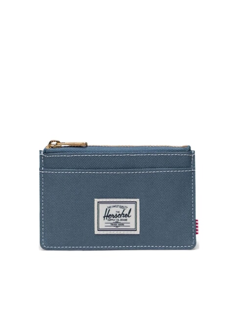 HERSCHEL OSCAR Flaches Kartenetui mit Reißverschluss blaue Fata Morgana/weißer Stich - Brieftaschen Herren