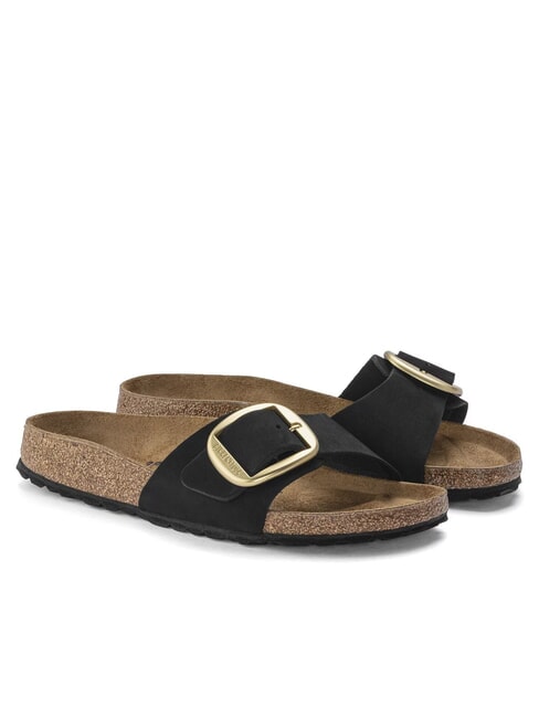 BIRKENSTOCK MADRID BIG BUCKLE Slipper aus Nubukleder Schwarz - Damenschuhe