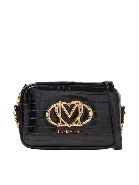 LOVE MOSCHINO CROCO PRINTED Schulterkameratasche schwarzer Krokus - Damentaschen