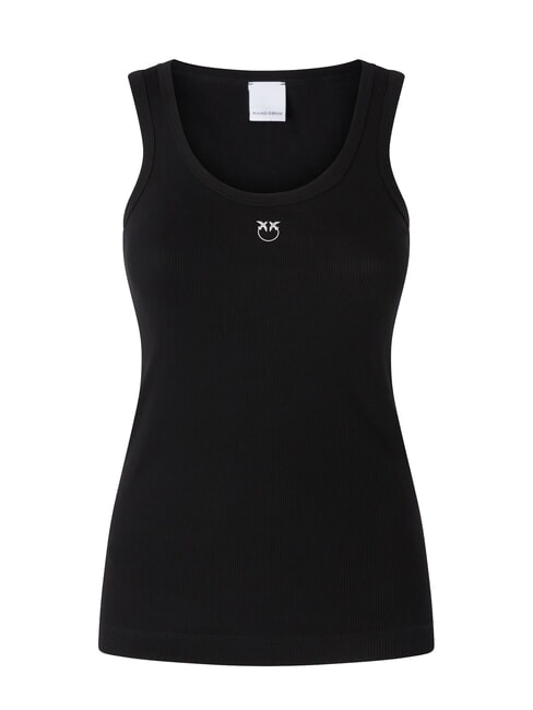 PINKO CALCOLATORE Geripptes Tanktop schwarze Limousine - T-Shirts und Tops für Damen