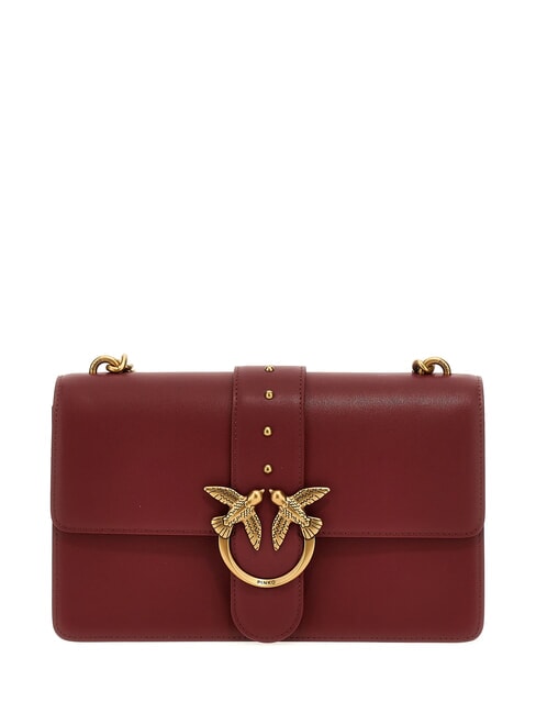 PINKO CLASSIC LOVE BAG Eine einfache Tasche Bordeaux-Merlot-Antikgold - Damentaschen