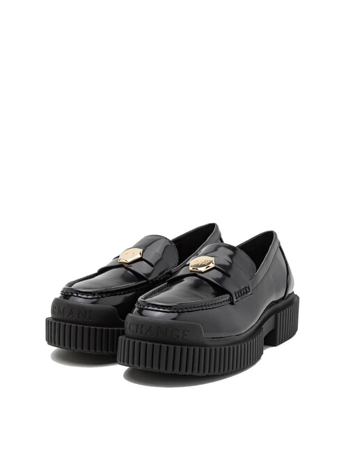 ARMANI EXCHANGE A|X Mokassins aus glänzendem Leder Schwarz Schwarz - Damenschuhe