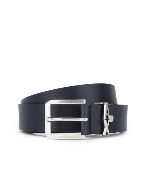 ARMANI EXCHANGE A|X METALLIC LOGO Ledergürtel, kürzbar Navy blau - Gürtel