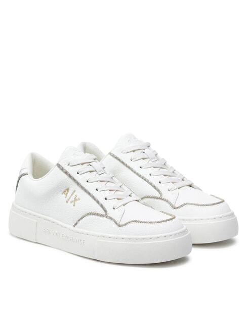 ARMANI EXCHANGE A|X LOGO STRASS Turnschuhe gebrochenes Weiß+Blassgold - Damenschuhe