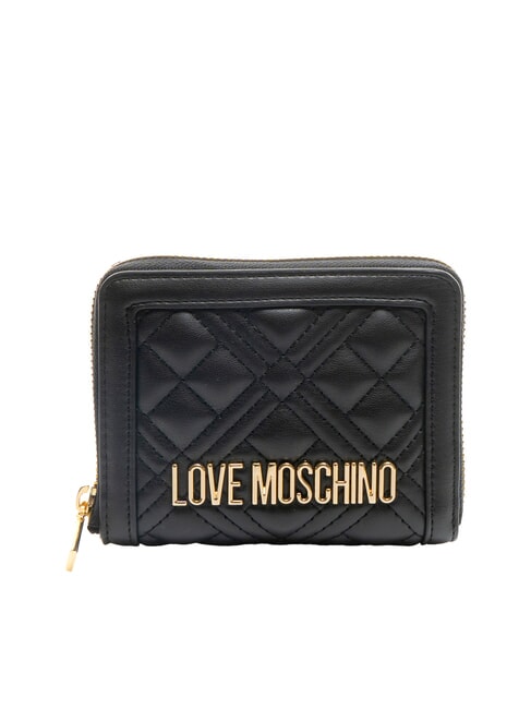 LOVE MOSCHINO QUILTED Kleine gesteppte Geldbörse Schwarz - Brieftaschen Damen