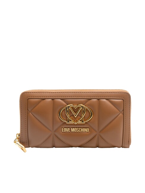 LOVE MOSCHINO GEOMETRIC Große Geldbörse mit umlaufendem Reißverschluss Kamel - Brieftaschen Damen