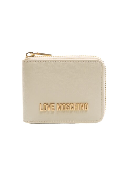 LOVE MOSCHINO METALLIC LOGO Kleine Geldbörse mit umlaufendem Reißverschluss Elfenbein - Brieftaschen Damen