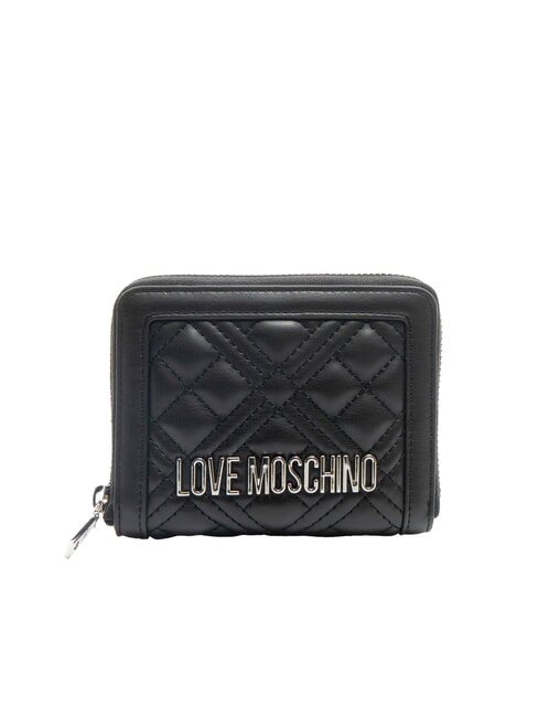 LOVE MOSCHINO QUILTED Kleine gesteppte Geldbörse Schwarz Schwarz - Brieftaschen Damen
