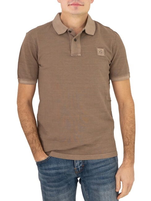 GUESS WASHED  Kurzarm-Poloshirt Walnussschale - Herren-Polo-Shirts/Herren-Polo-Shirt/Herrenpoloshirt/Herrenpoloshirts