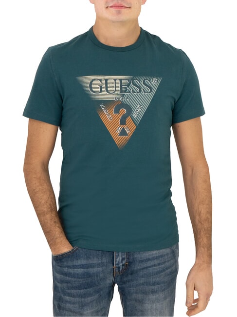 GUESS SS CN TRIANGLE Kurzarm-T-Shirt echtes Blaugrün - Herren-T-Shirts