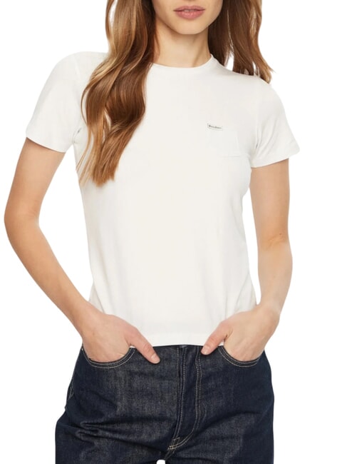 GUESS JEANS SS SLIM POCKET  Kurzarm-T-Shirt purweiß - T-Shirts und Tops für Damen