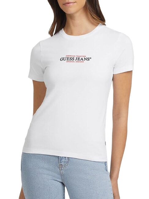 GUESS JEANS SS CN SLIM Kurzarm-T-Shirt purweiß - T-Shirts und Tops für Damen
