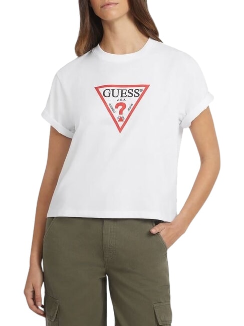 GUESS JEANS SS CN BOXY ICONIC  Baumwoll-T-Shirt purweiß - T-Shirts und Tops für Damen