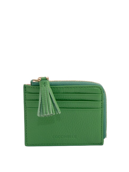 COCCINELLE TASSEL Kartenetui mit Reißverschluss aus gehämmertem Leder Pfefferminze - Brieftaschen Damen