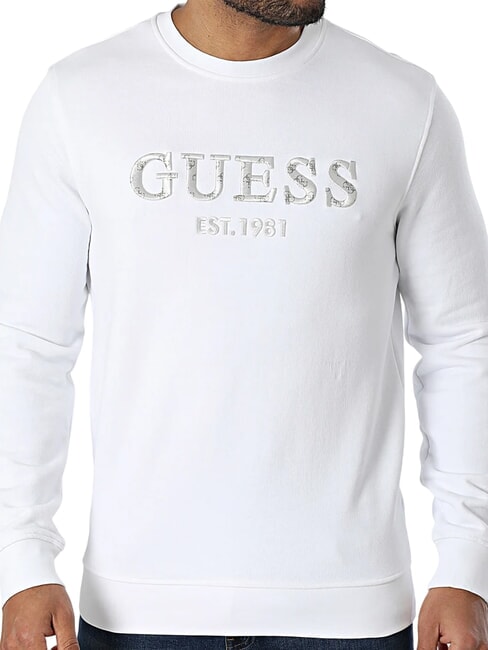 GUESS BEAU Sweatshirt mit Rundhalsausschnitt und Logo-Stickerei purweiß - Sweatshirts Herren