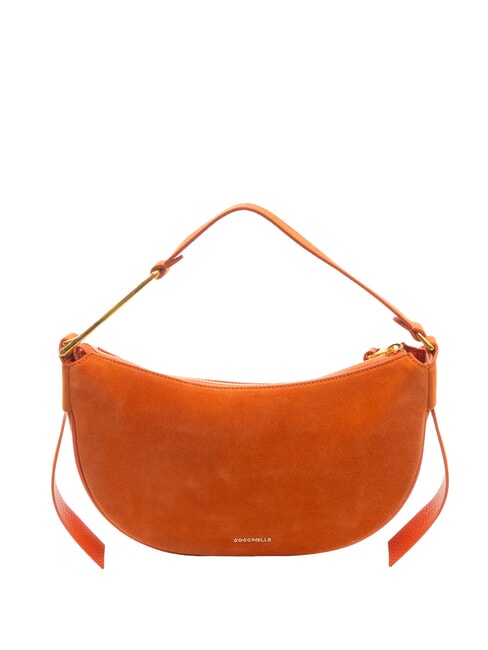 COCCINELLE PRISCILLA SUEDE Kleine Umhängetasche mit Schultergurt Mandarine - Damentaschen