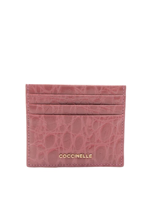 COCCINELLE METALLIC CAIMAN Flaches Kartenetui aus bedrucktem Leder Fruchtfleisch rosa - Brieftaschen Damen