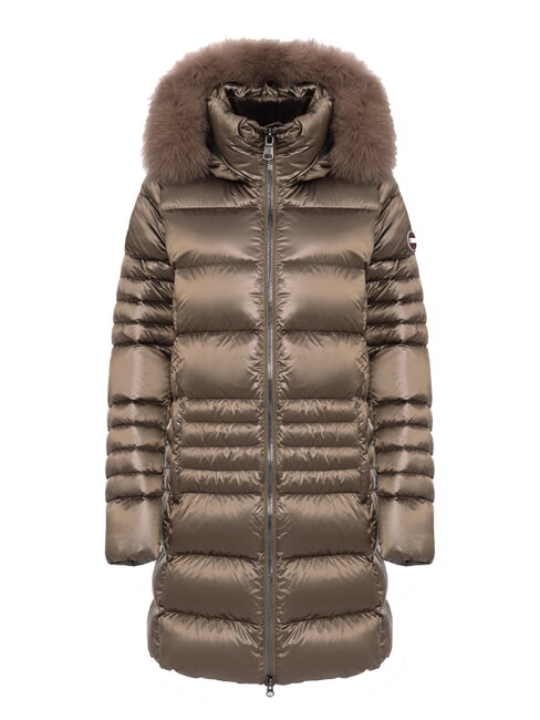 COLMAR FRIENDLY Lange Daunenjacke mit Fellkapuze dunkler Kaffee Sahne-da - Daunenjacken für Damen
