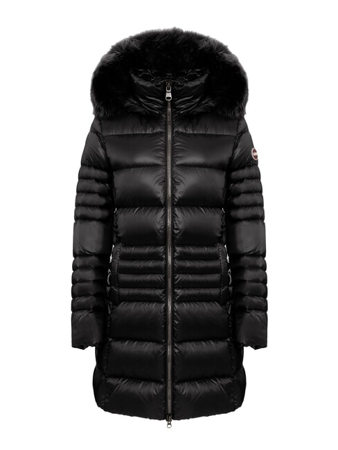 COLMAR FRIENDLY Lange Daunenjacke mit Fellkapuze schwarz-dunkler Stahl - Daunenjacken für Damen