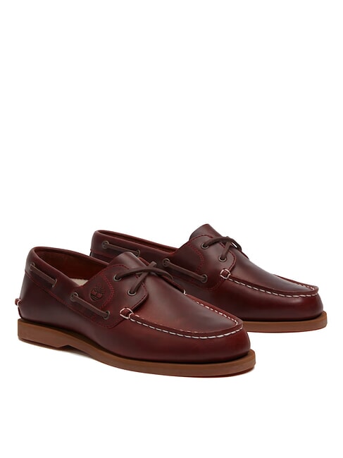 TIMBERLAND CLASSIC BOAT  Bootsschuhe aus Leder Burgunderrotes Vollkorn - Damenschuhe